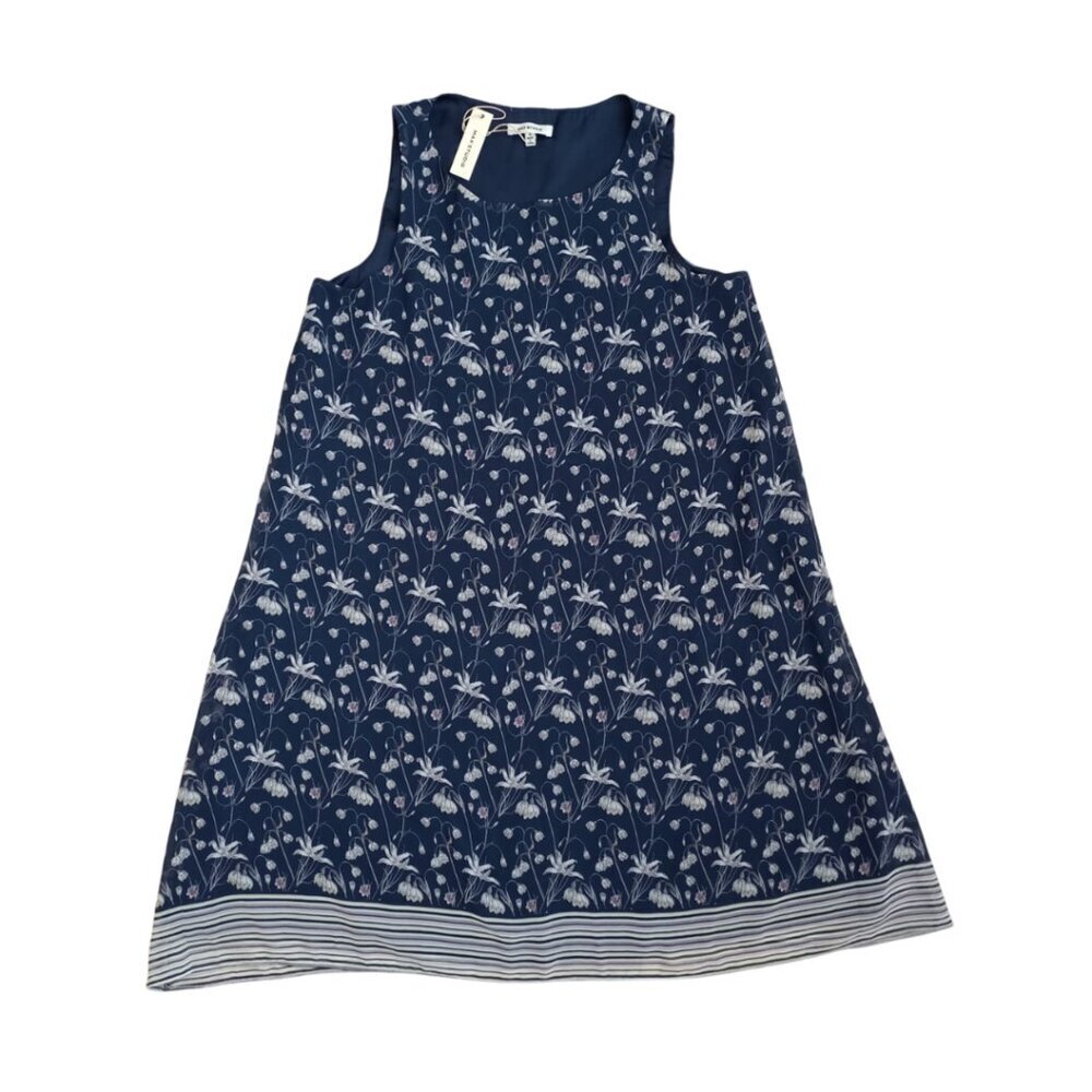 Max Studio Navy Blue Floral Sleeveless Dress - A-Line Mini Dress, Size S - Picture 1 of 8
